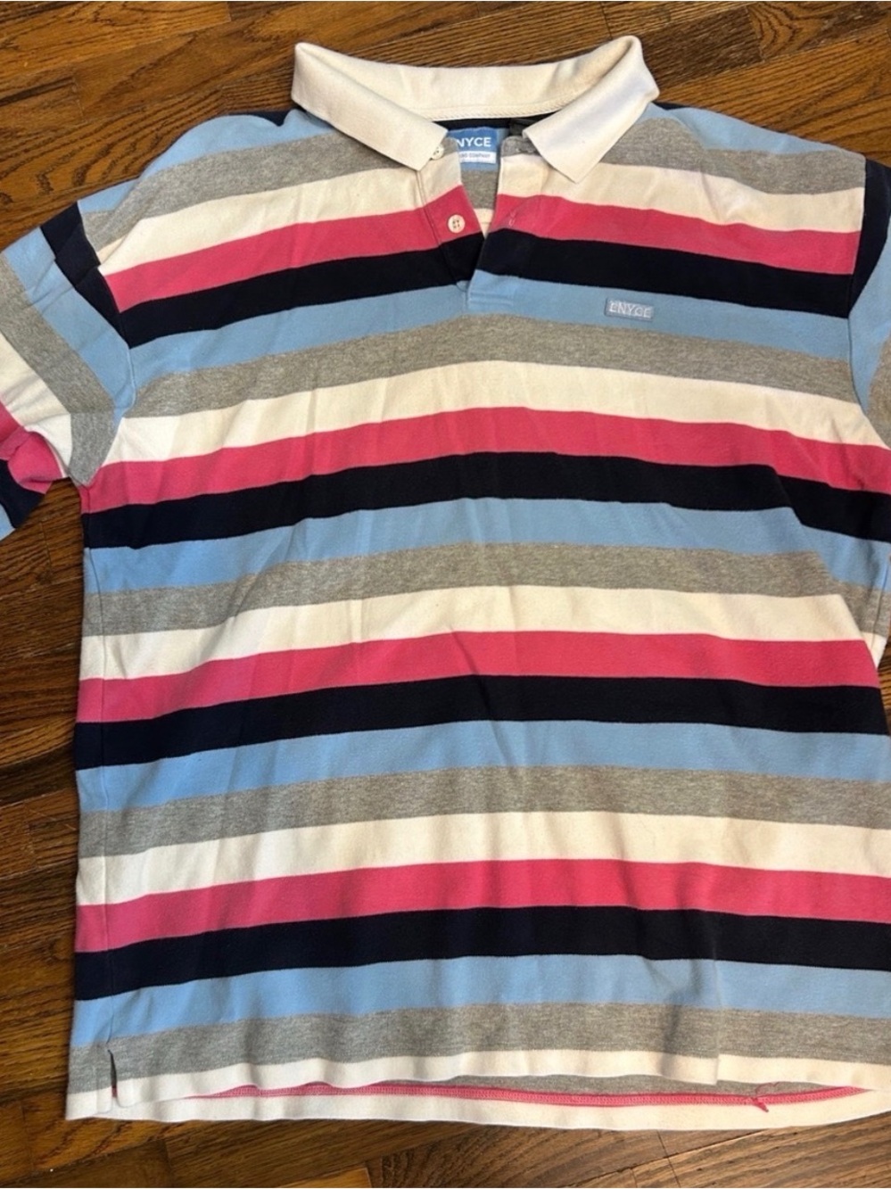 Enyce Striped Polo Shirt - Blue, Pink, Black, Gray & White